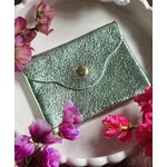 Leren portemoneetje | Mint metallic