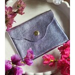 Leren portemoneetje | Lila metallic