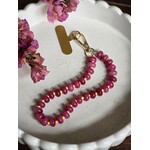 Telefoonkoord | Natuursteen | Roze/geel