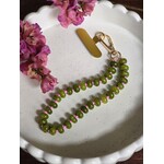 Telefoonkoord | Natuursteen | Groen/roze