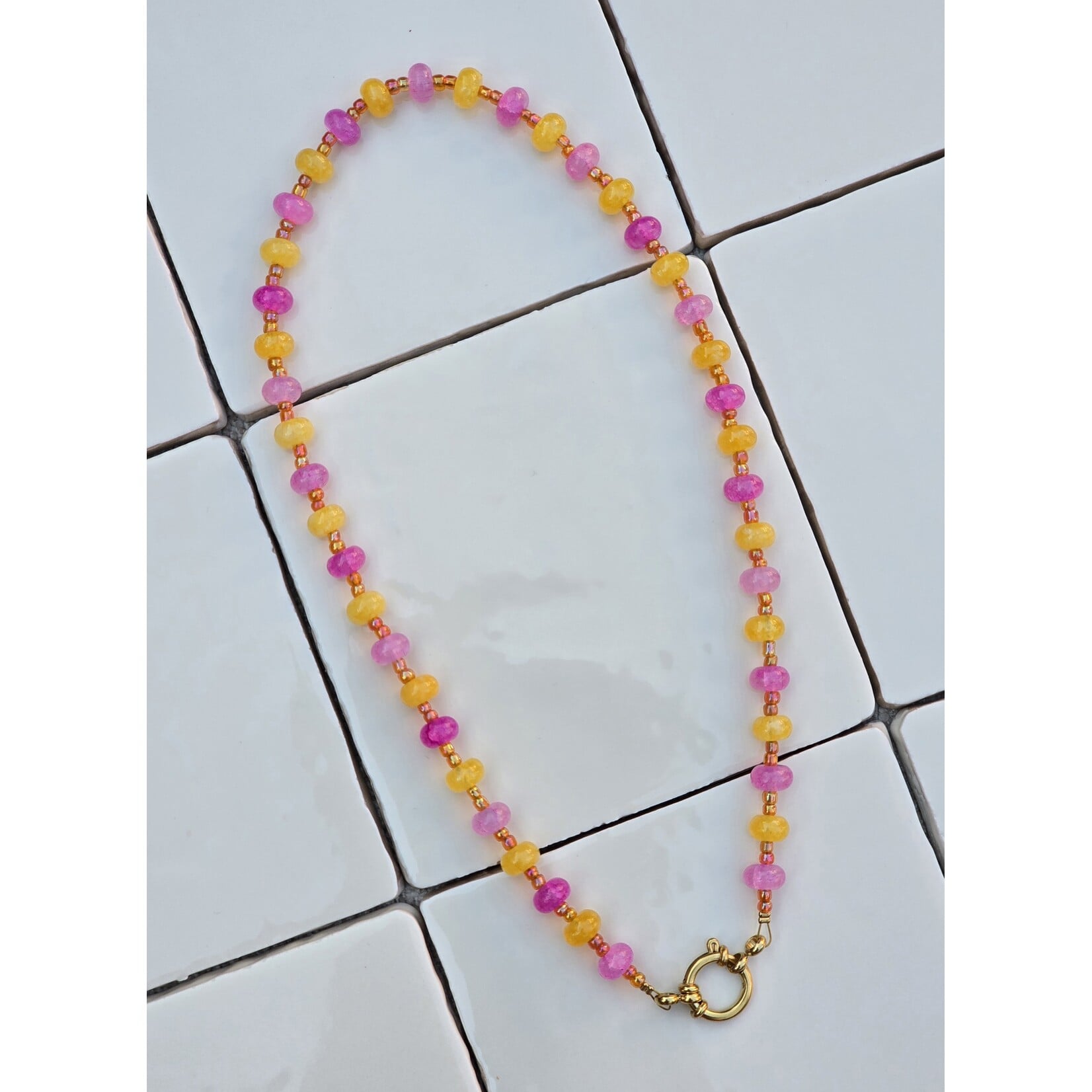 Ketting | roze/geel