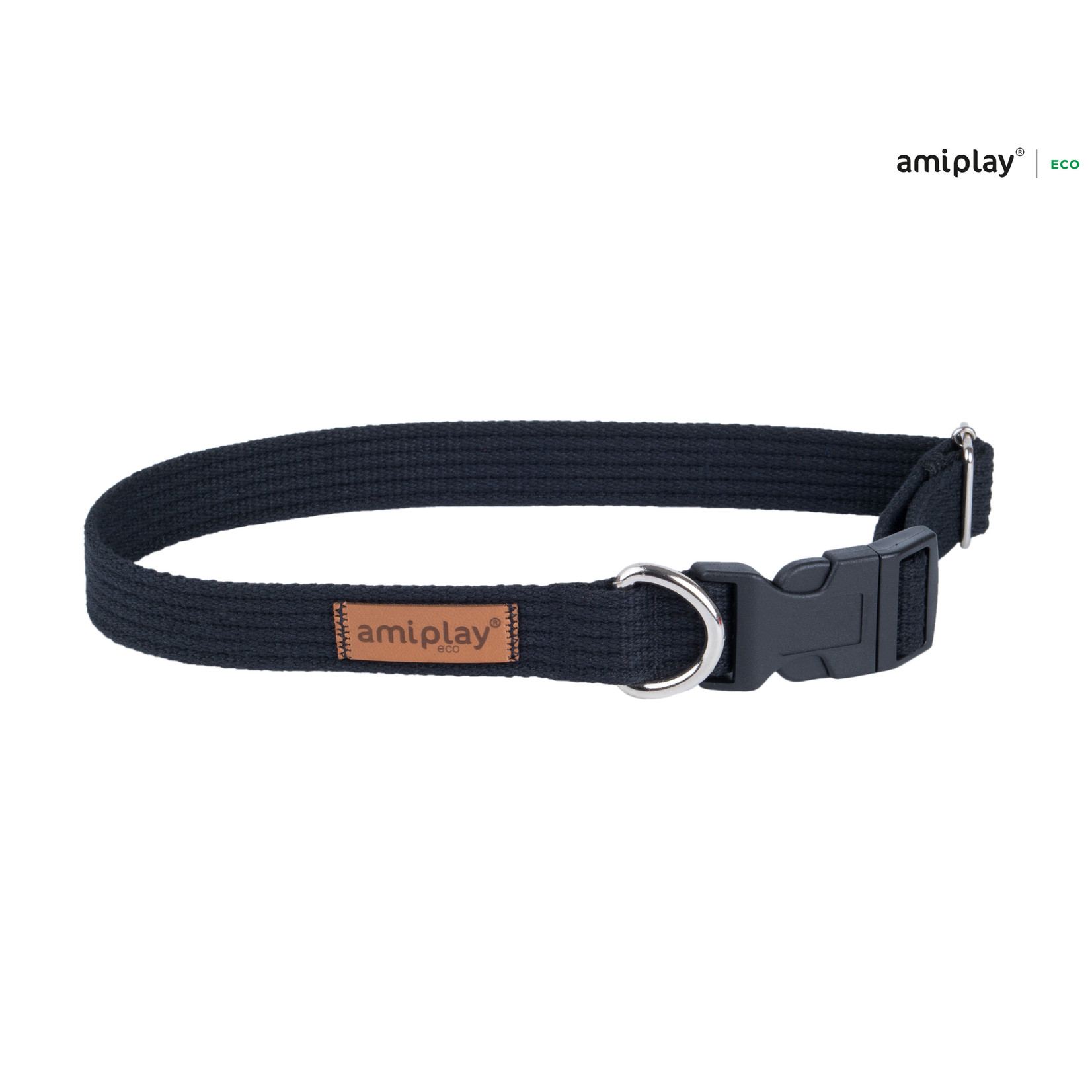 Amiplay Halsband verstelbaar Cotton zwart maat-S / 28-40x1,5cm