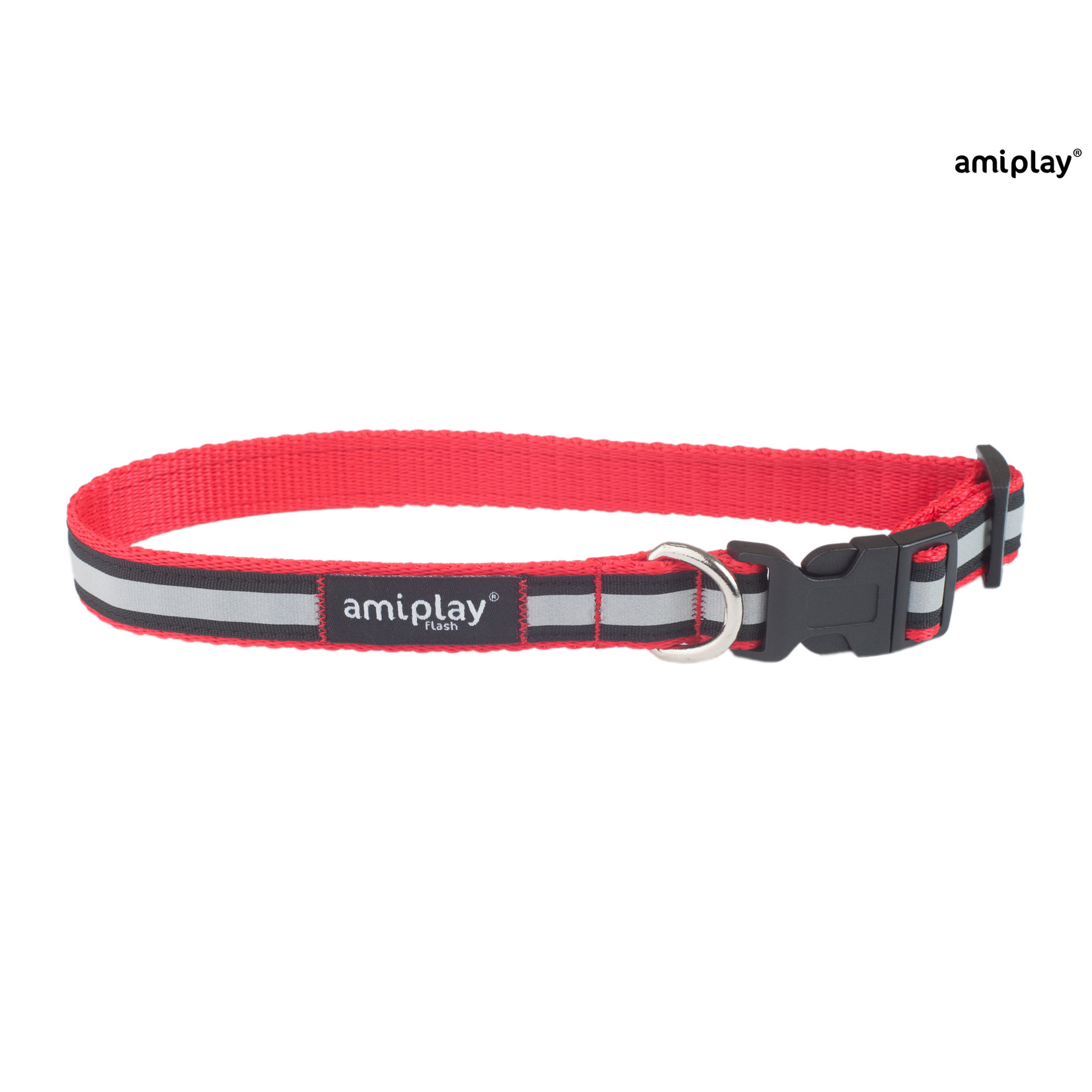 Amiplay Halsband verstelbaar Shine rood maat-L / 35-50x2cm