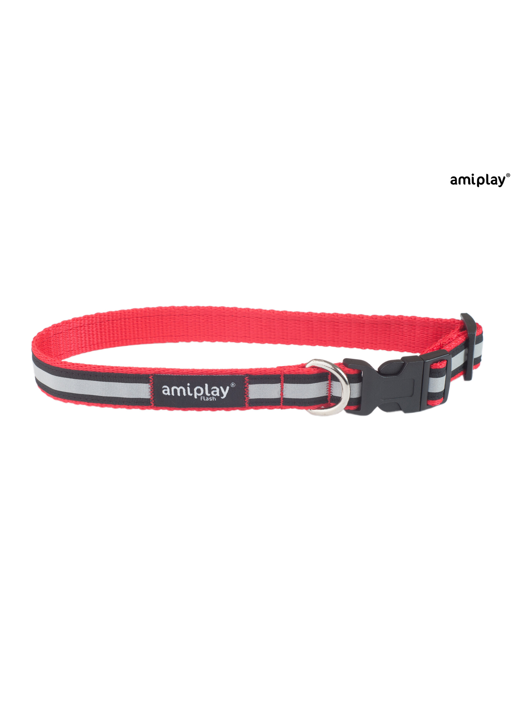 Amiplay Halsband verstelbaar Shine rood maat-S / 20-35x1cm