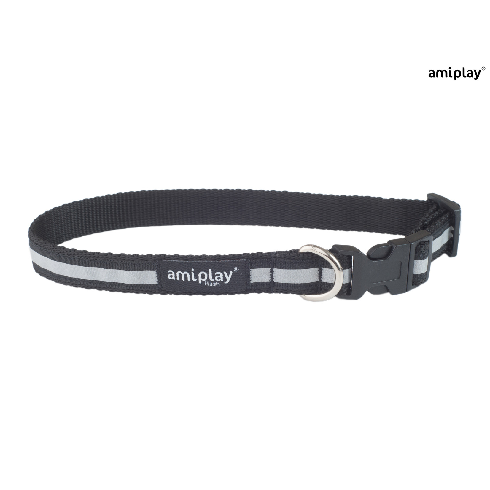 Amiplay Halsband verstelbaar Shine zwart maat-S / 20-35x1cm