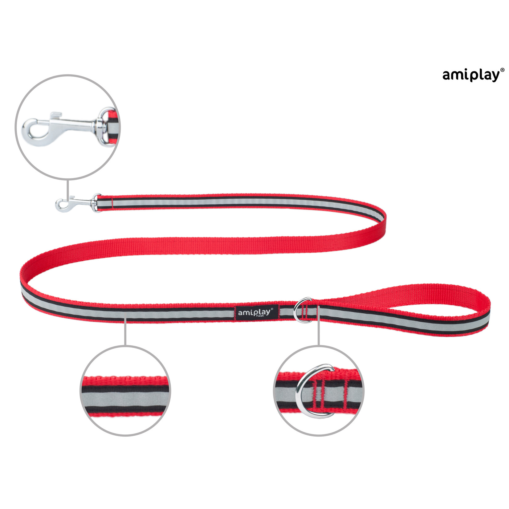 Amiplay Leiband Shine rood maat-XL / 150x2,5cm
