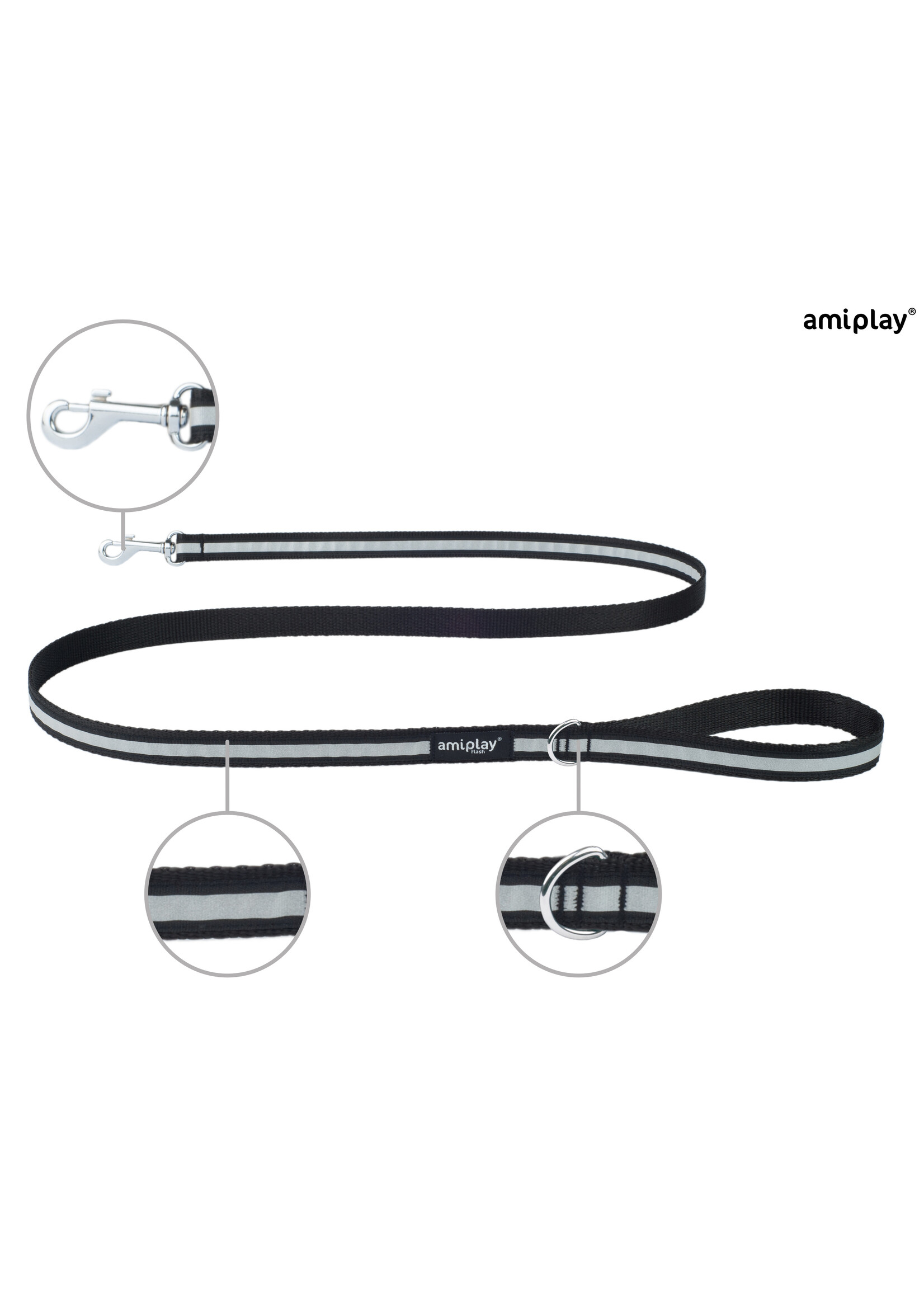 Amiplay Leiband Shine zwart maat-L / 150x2cm