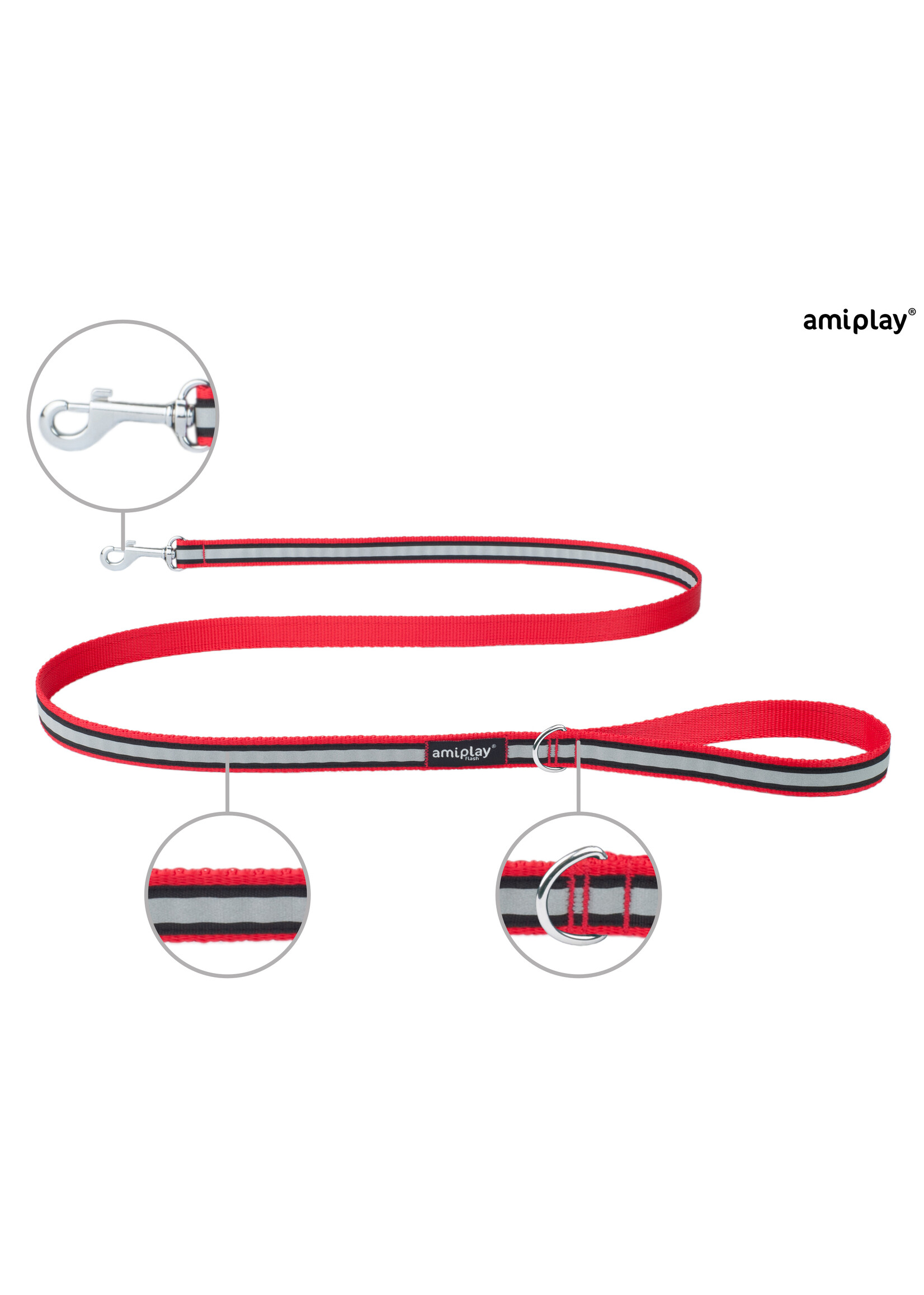 Amiplay Leiband Shine rood maat-M / 150x1,5cm