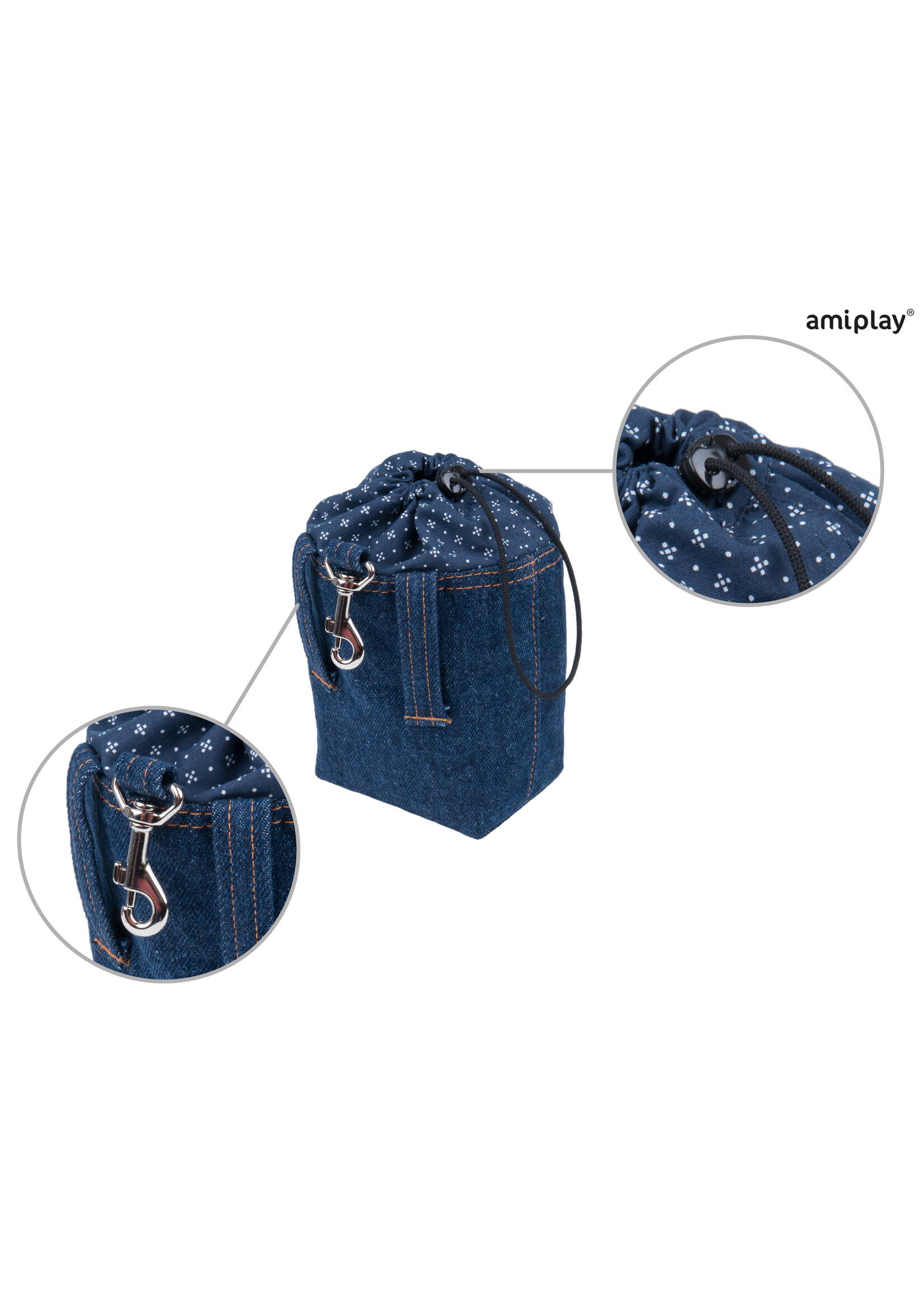 Amiplay Belonings tasje Denim donker blauw  / 10x7x14cm