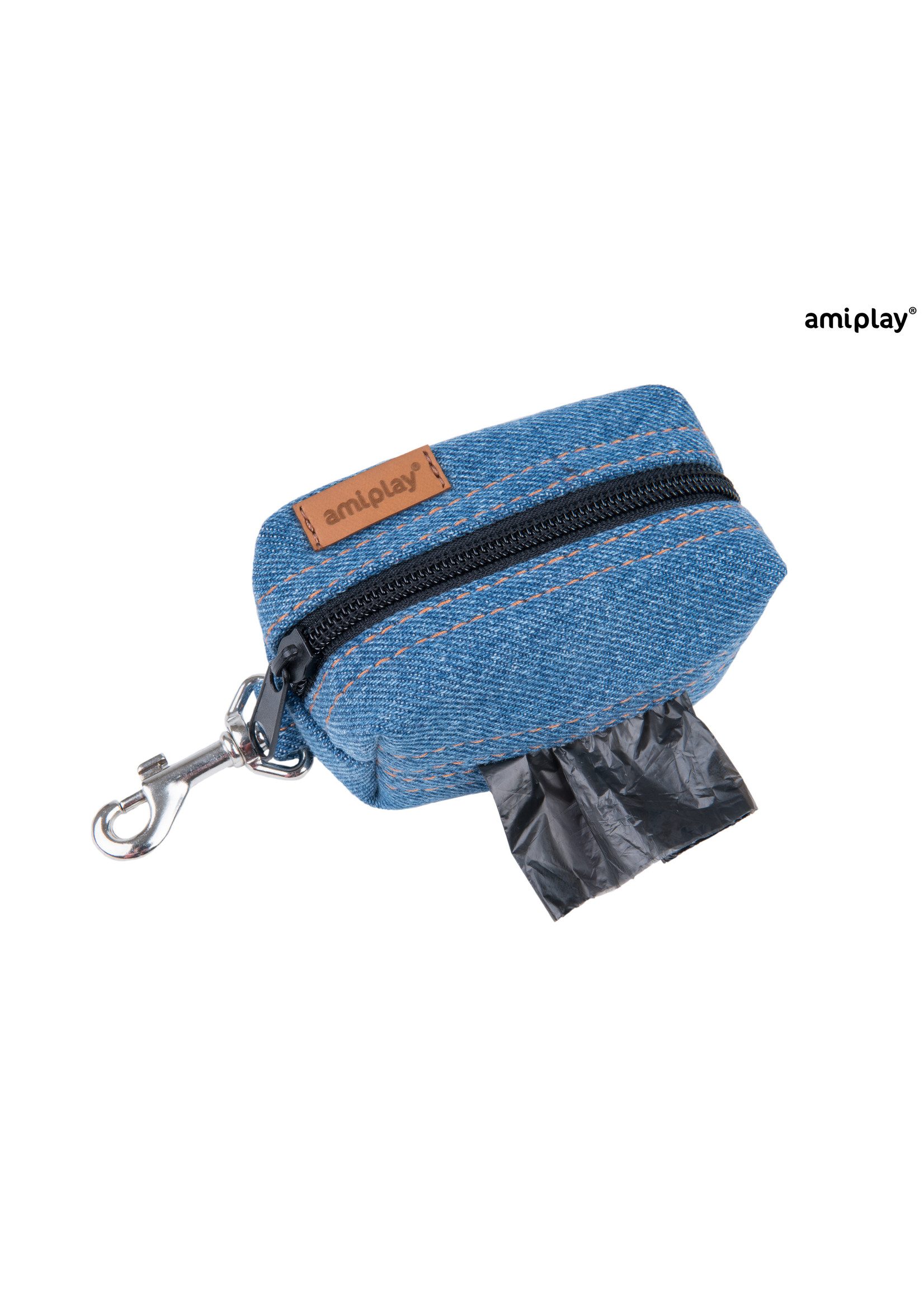 Amiplay Dispenser voor afvalzakjes Denim blauw  / 9x5x4cm