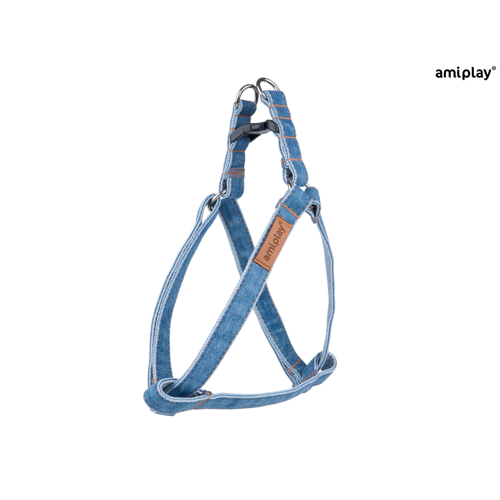 Amiplay Harnas verstelbaar Denim blauw maat-L / 40-75 x2cm