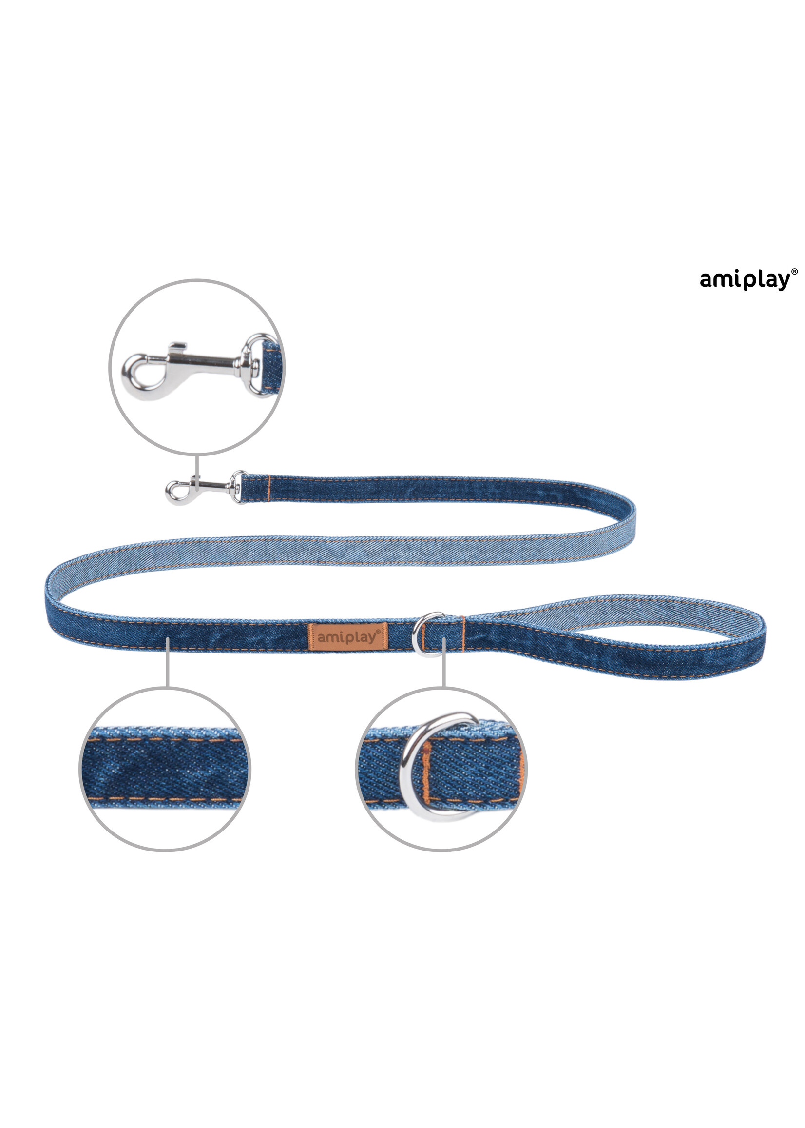 Amiplay Leiband Denim donker blauw  maat-L / 140x2cm