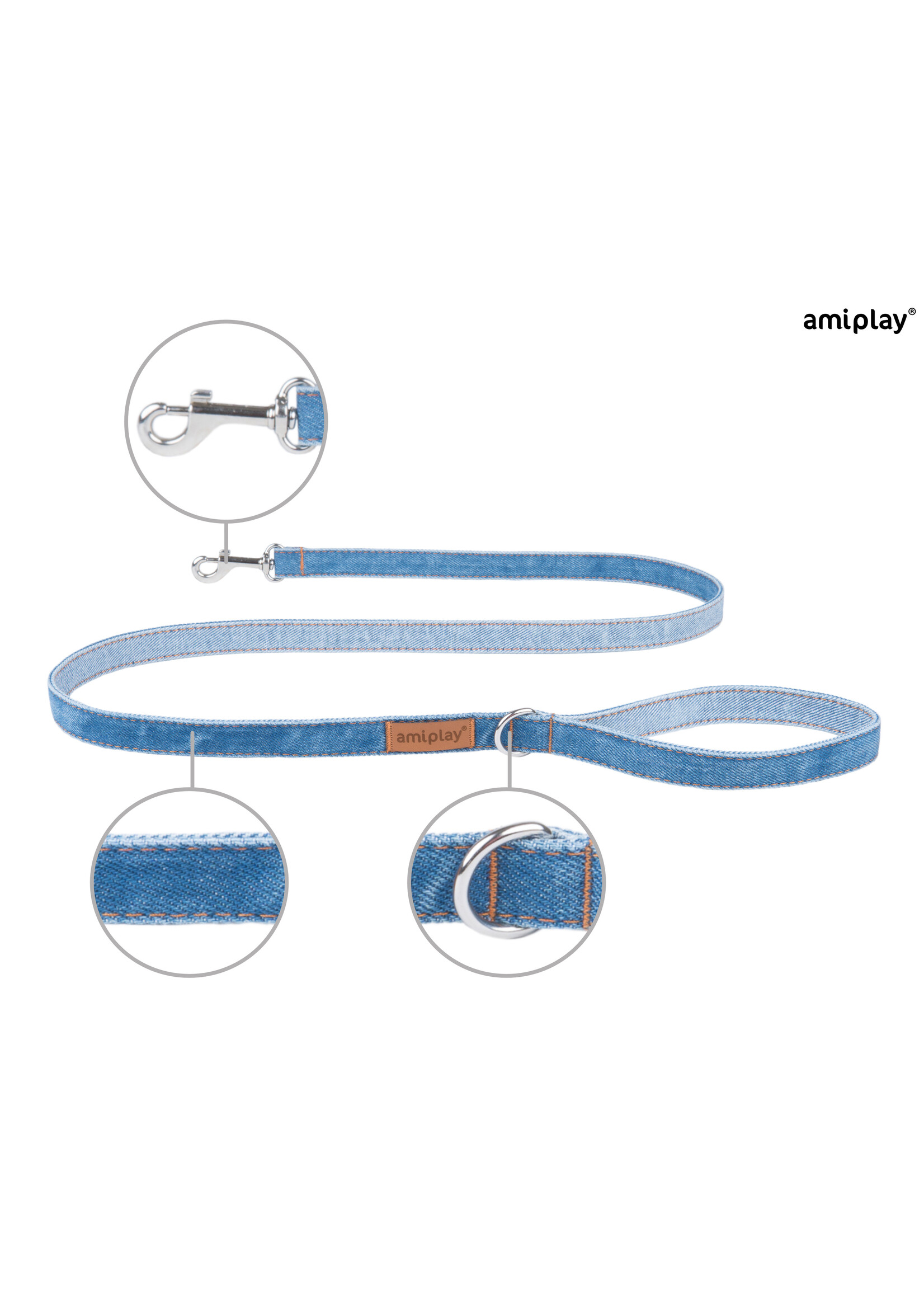 Amiplay Leiband Denim blauw maat-M / 140x1,5cm