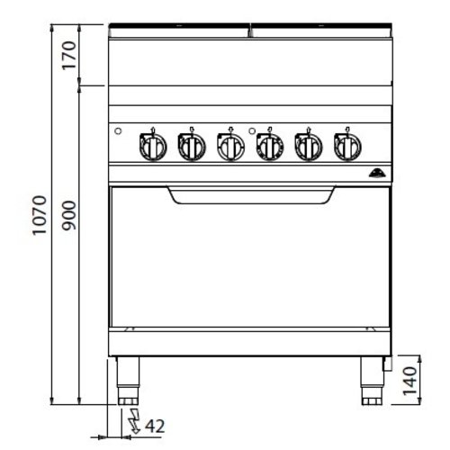 BERTOS E7P4/VTR+FE - 4-Zone Infrared Top with 2/1 Electric Oven (USED)