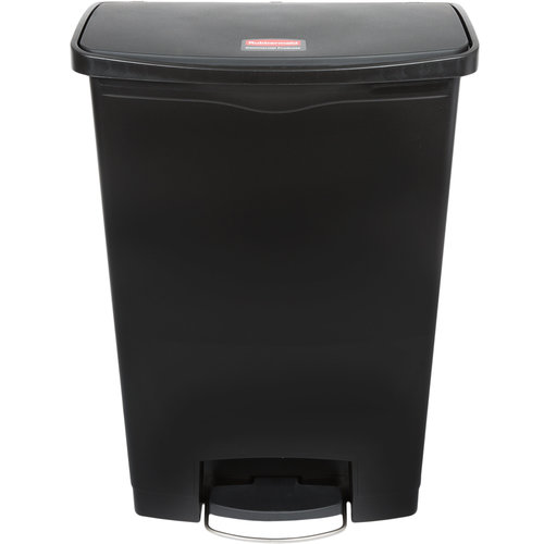 RUBBERMAID 1883615- Slim Jim Resin Black Front Step-On Rectangular Trash Can with Built-In Wheels