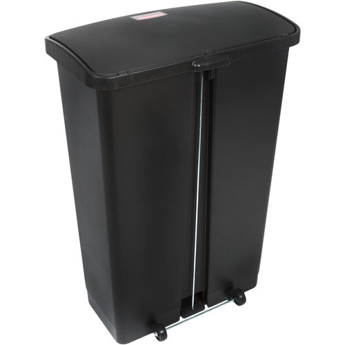 RUBBERMAID 1883615- Slim Jim Resin Black Front Step-On Rectangular Trash Can with Built-In Wheels