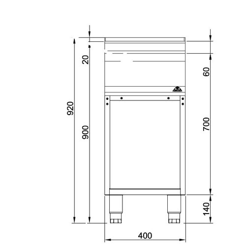 BERTOS SN9-4M - Single Plain Top with Cabinet