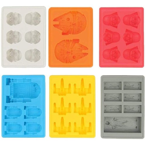 MoldyfunUSA Silicone Star Wars Mold Set-6 Ice Trays & 1 round mold