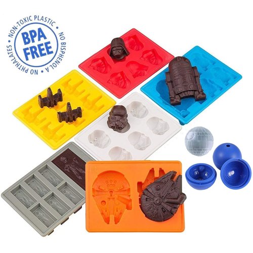 MoldyfunUSA Silicone Star Wars Mold Set-6 Ice Trays & 1 round mold