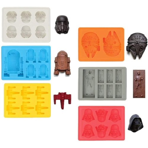 MoldyfunUSA Silicone Star Wars Mold Set-6 Ice Trays & 1 round mold