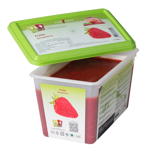 CAPFRUIT Frozen Fruit Puree STRAWBERRY 10% added sugar - 1kg Tub (France)