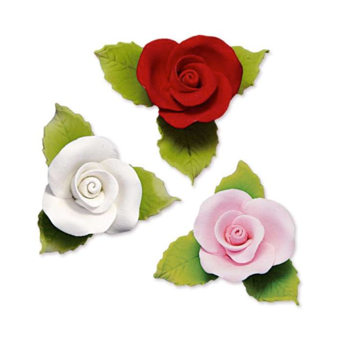 Gumpaste Flowers ROSES & LEAVES - 30 Roses & 90 Leaves (France) Gumpaste Flowers ROSES & LEAVES - 30 Roses & 90 Leaves (France)