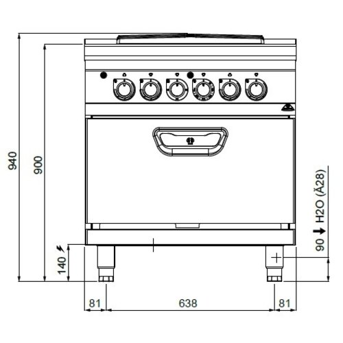 BERTOS SE9TP+FE - Electric Hotplate with Oven Underneath (USED) BERTOS SE9TP+FE - Electric Hotplate with Oven Underneath (USED)