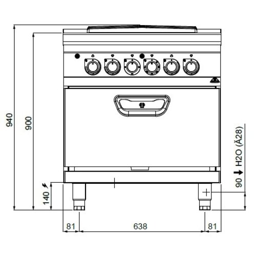 BERTOS SE9TP+FE - Electric Hotplate with Oven Underneath (USED)