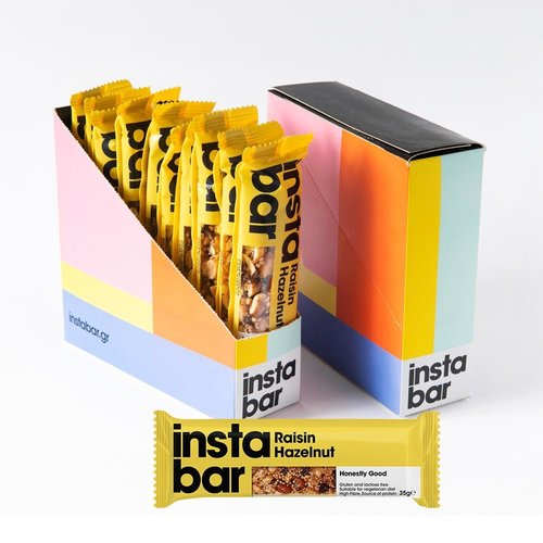 INSTABAR Raisin & Hazelnut Fruit and Nut Bar - Gluten & Lactose Free - Pack of 10 x 35g Bars (Greece) INSTABAR Raisin & Hazelnut Fruit and Nut Bar - Gluten & Lactose Free - Pack of 10 x 35g Bars (Greece)
