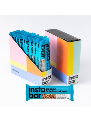 INSTABAR Coconut, Date & Macadamia Fruit and Nut Bar - Gluten & Lactose Free - Pack of 10 x 35g Bars (Greece)