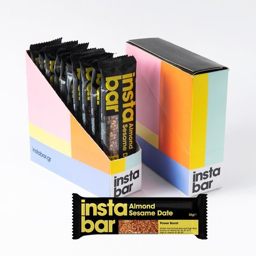 Almond, Sesame & Date Fruit and Nut Bar - Gluten & Lactose Free - Pack of 10 x 35g Bars (Greece) Almond, Sesame & Date Fruit and Nut Bar - Gluten & Lactose Free - Pack of 10 x 35g Bars (Greece)