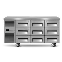 RF7.UBR.3.D9 - 3-Section Under Bench Refrigerator with 9 Drawers