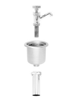 3041 - Dipper Well with Cross Handle, Sink, and Tailpiece