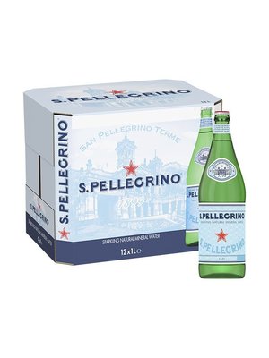 SAN PELLEGRINO Case of Sparkling Table Water - Glass Bottles  (1Litre x 12)