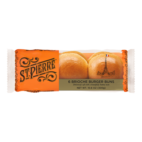 ST PIERRE Brioche Burger Buns 300 Grams (Pre-Sliced) ST PIERRE Brioche Burger Buns 300 Grams (Pre-Sliced)