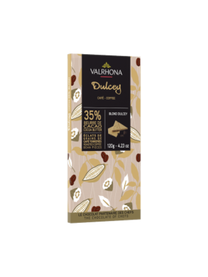 VALRHONA Dulcey 35% with Coffee Bean Pieces Chocolate Indulgent Bar 120 Grams