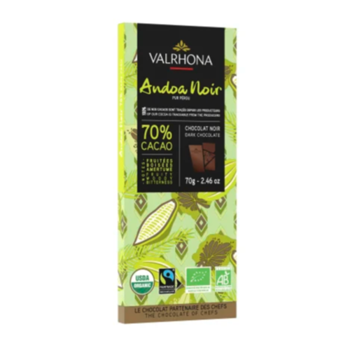 VALRHONA Andoa Noir 70% Organic Pure Bar 70 Grams