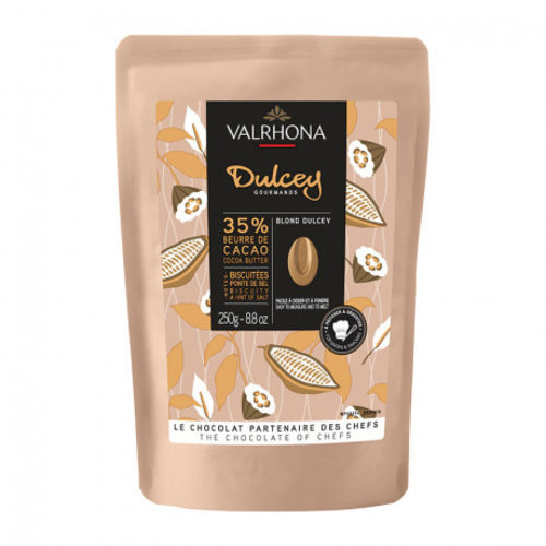 VALRHONA Dulcey 35% Baking Blonde Chocolate 250 Grams VALRHONA Dulcey 35% Baking Blonde Chocolate 250 Grams