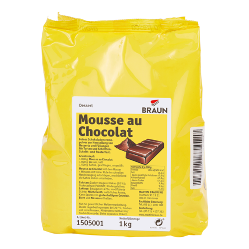 MARTIN BRAUN Dark Chocolate Mousse 1 KG MARTIN BRAUN Dark Chocolate Mousse 1 KG
