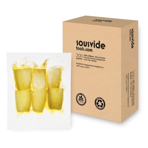 SOUSVIDE TOOLS SVT-09005 - 250 x 250mm Boilable Chamber Vacuum Pouches (Pack of 200)