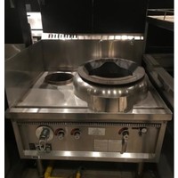 Chinese Wok Burner with Main Burner on the Right and Stock Burner on the Left Side (USED)