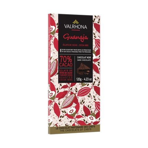 VALRHONA Guanaja 70% Dark Chocolate & Cocoa Nibs Bar 120 Grams