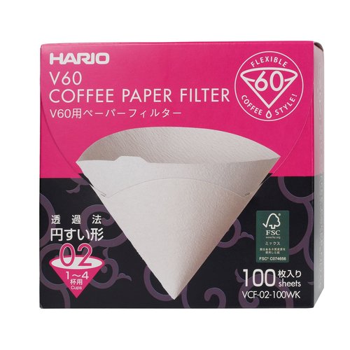 HARIO White Paper Filters V60-02 100 Pieces