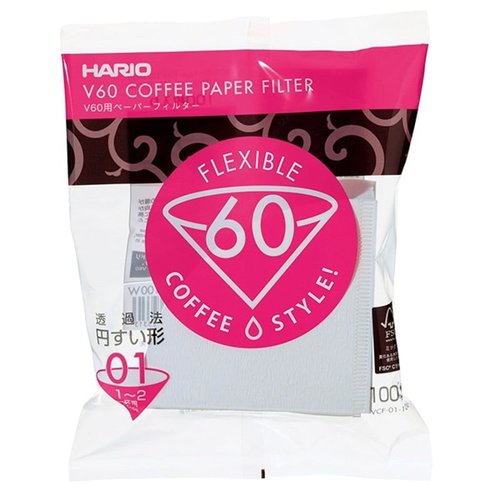HARIO White Paper Filters V60-01 100 Pieces HARIO White Paper Filters V60-01 100 Pieces
