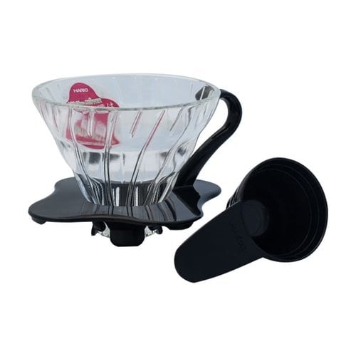 HARIO V60 Glass Drip 01 Black with scoop