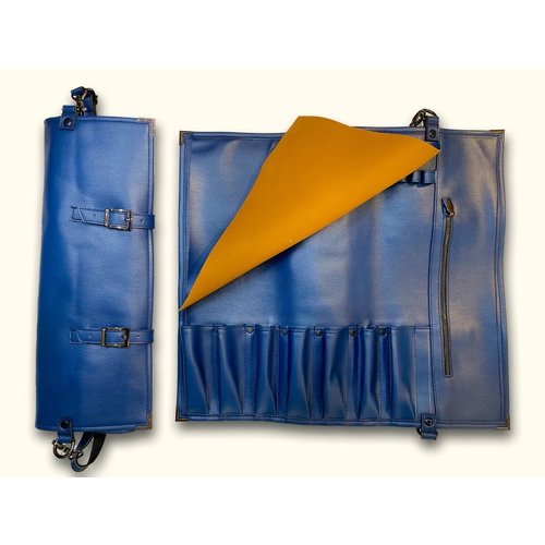 KUTO  Navy Blue Leather Knife Bag (7 slots)