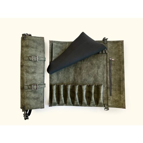 KUTO  Green Suede Knife Bag (7 Slots)