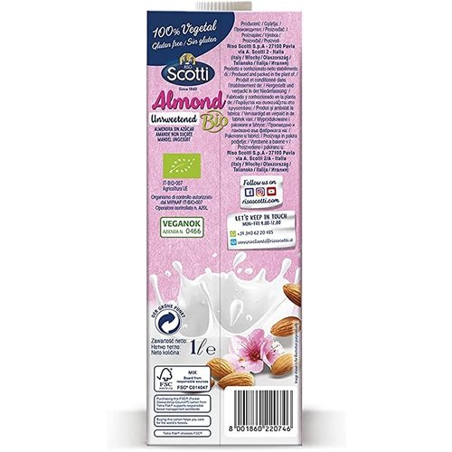 RISO SCOTTI Almond Unsweetened Milk 10 x 1 Liter