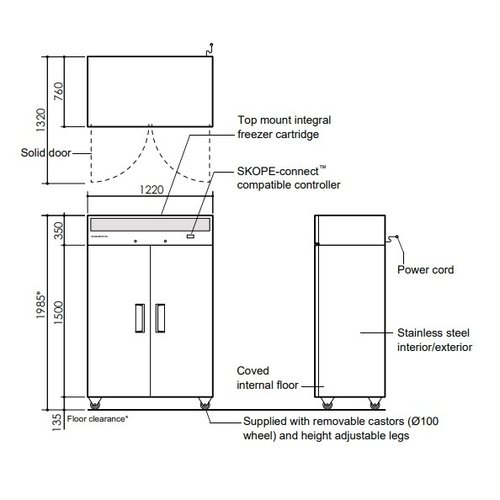 SKOPE RF7.UPF.2.SD - Double Door Upright Freezer