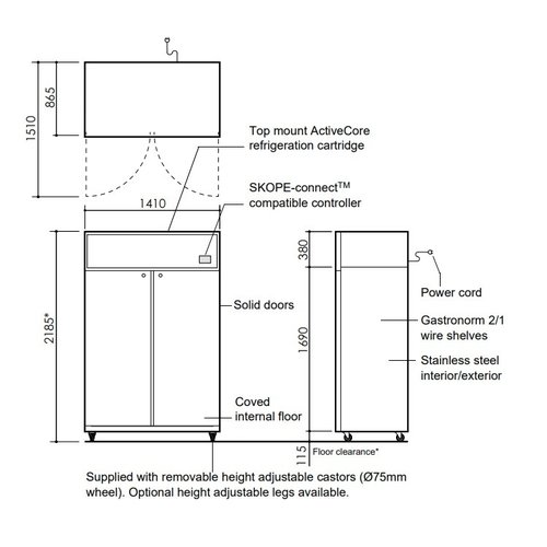 SKOPE PG21.UPR.2.SD - ProSpec 2-Door Upright Refrigerator GN 2/1